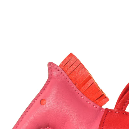 Hermes Milo Lambskin Grigri Rodeo Horse Bag Charm GM Rose Azalee Orange Poppy Rose Indien 5 of 6