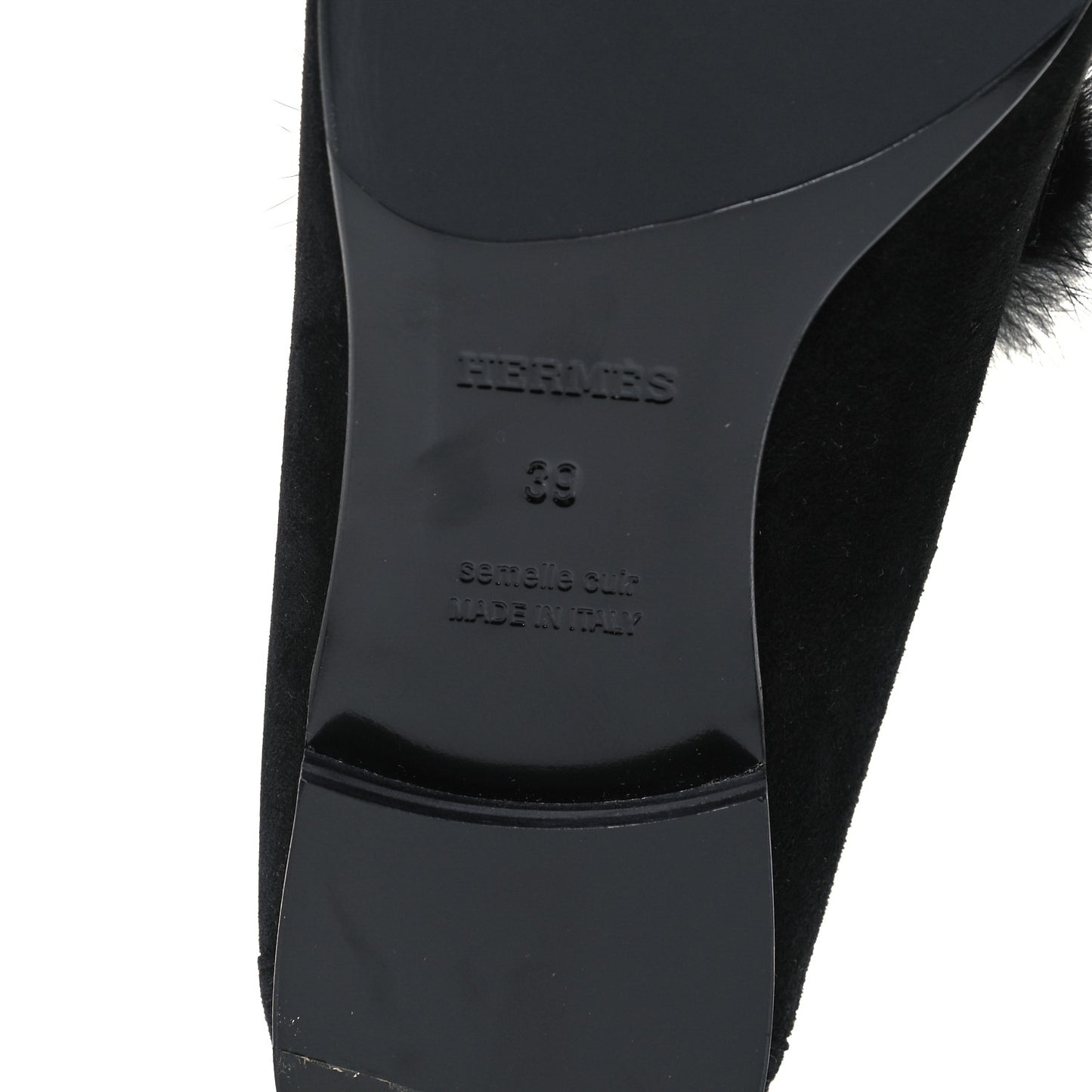 Mink Fur Suede Goatskin Paris Loafers 39 Black
