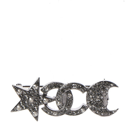 Chanel Ruthenium Crystal CC Moon Star Brooch Grey 1 of 5