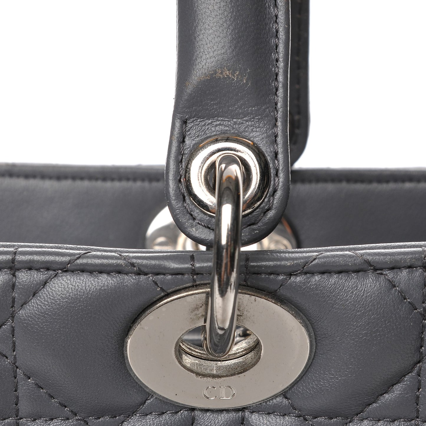 Lambskin Cannage Large Lady Dior Grey