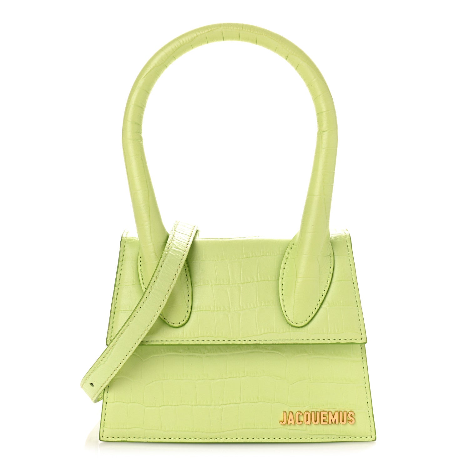 Jacquemus Calfskin Crocodile Embossed Le Chiquito Moyen Light Green 1 of 8