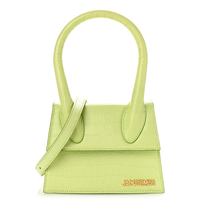 Jacquemus Calfskin Crocodile Embossed Le Chiquito Moyen Light Green 1 of 8