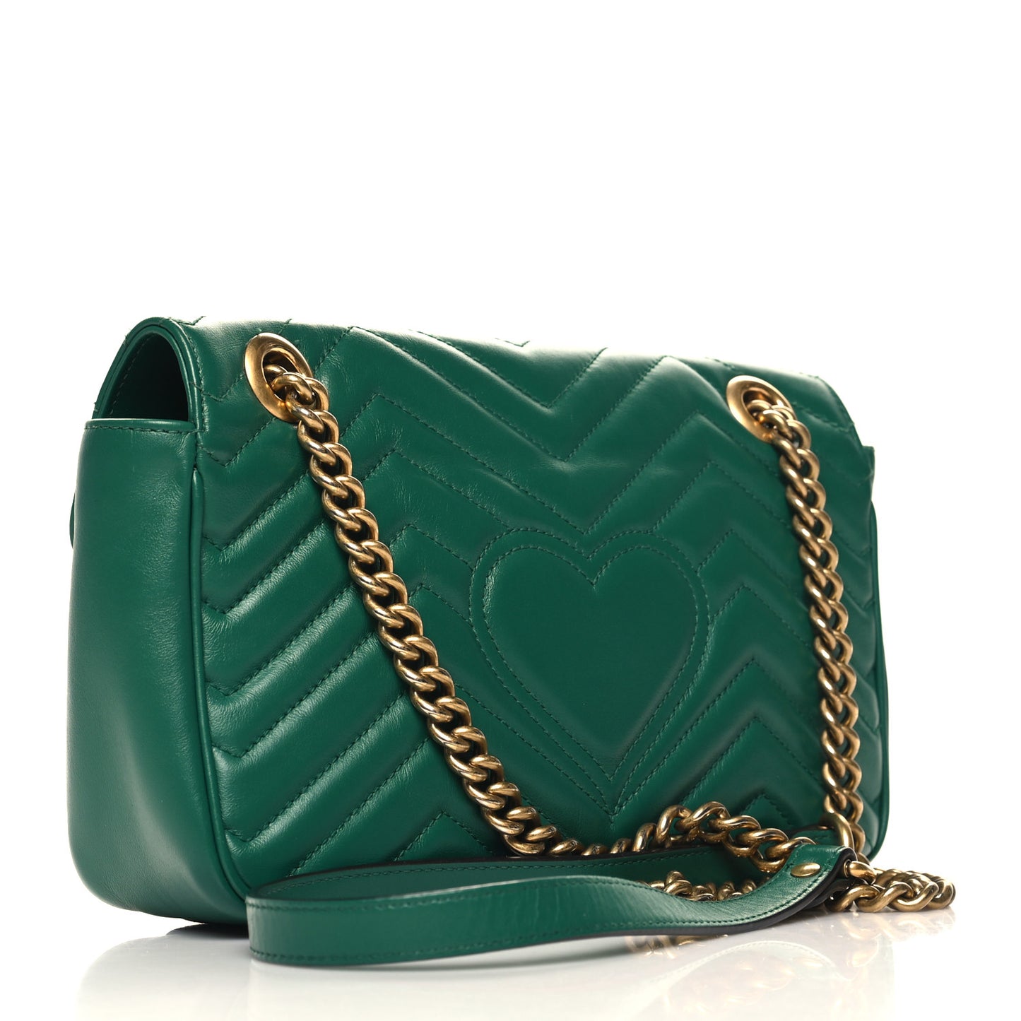Calfskin Matelasse Small GG Marmont Shoulder Bag Emerald Green