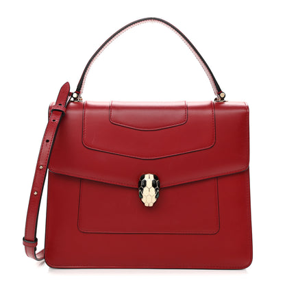 Bulgari Calfskin Serpenti Forever Top Handle Red 1 of 11