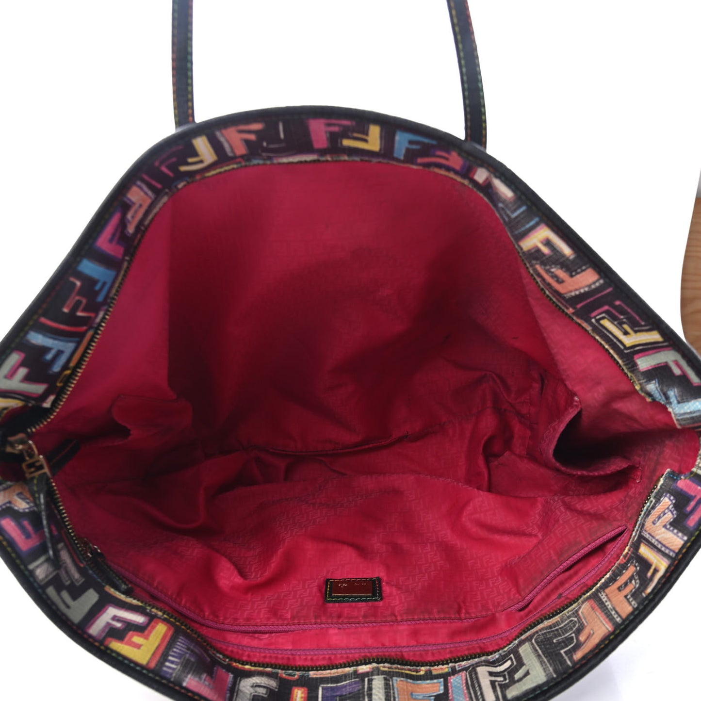 Zucca Spalmati FF Multicolor Medium Roll Tote Black Multicolor