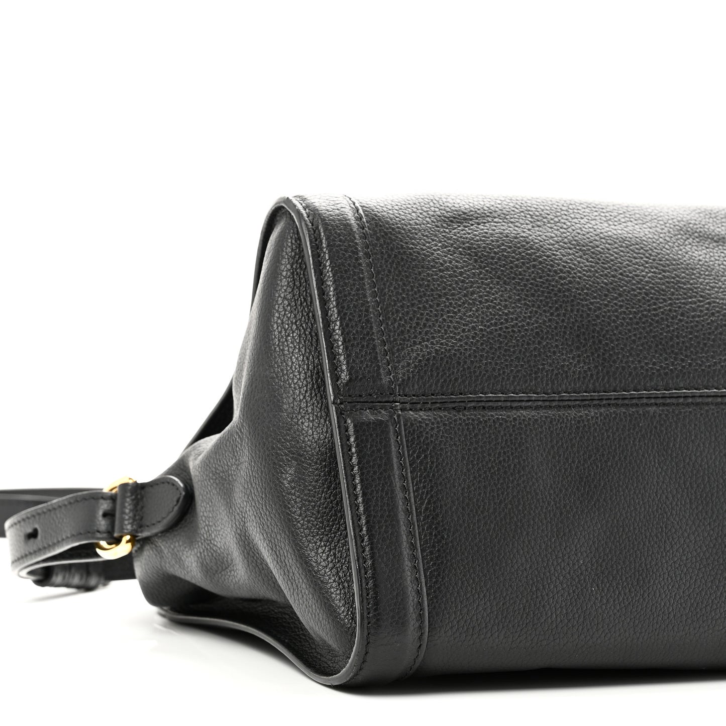 Pebbled Calfskin Small Skull Padlock Zip Around Tote Black