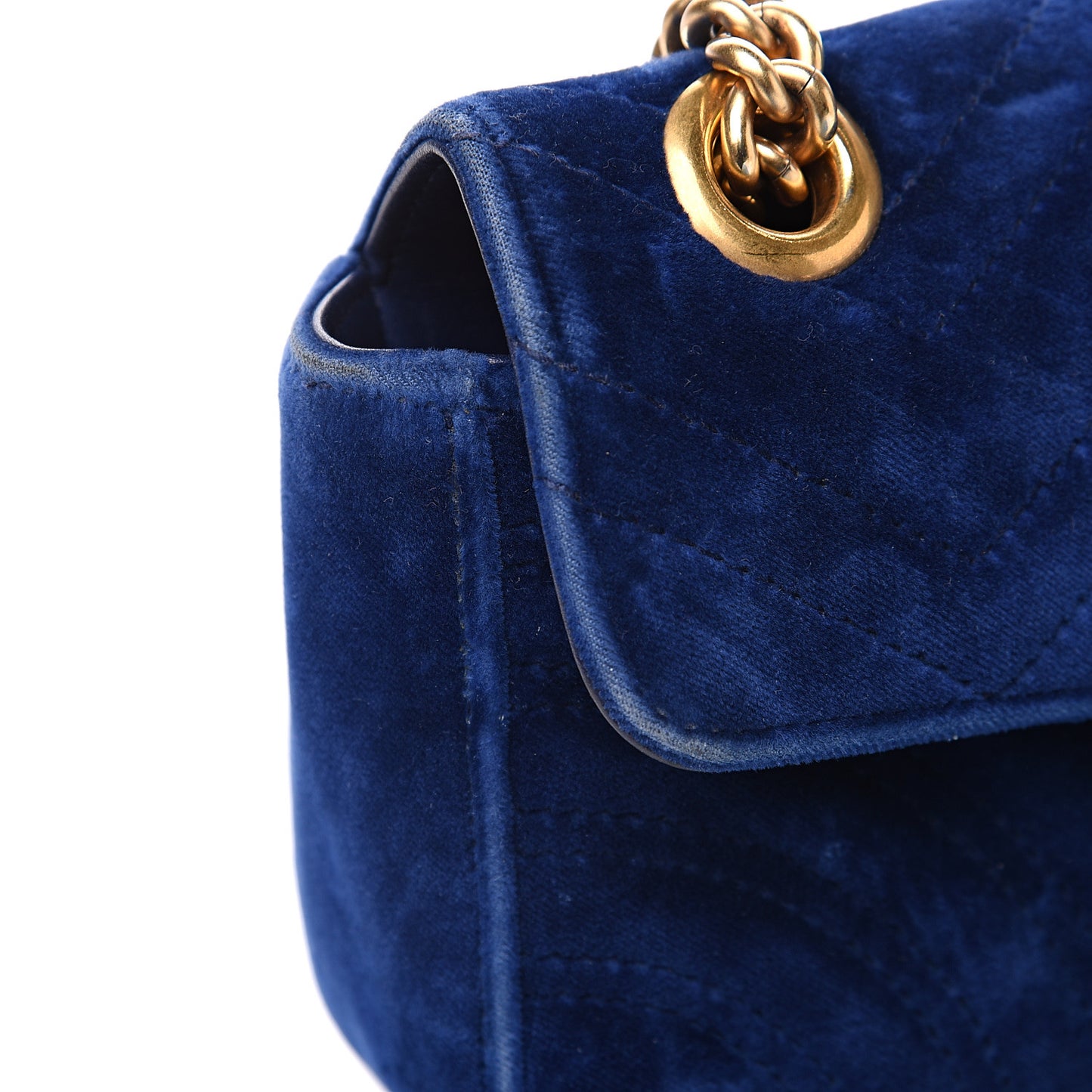 Velvet Matelasse Mini GG Marmont Shoulder Bag Cobalt Blue