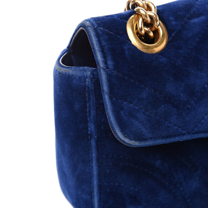 Gucci Velvet Matelasse Mini GG Marmont Shoulder Bag Cobalt Blue 12 of 16