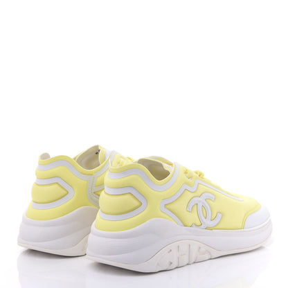 Chanel Calfskin Mesh Lycra Logo Sneakers 41 Yellow 4 of 9