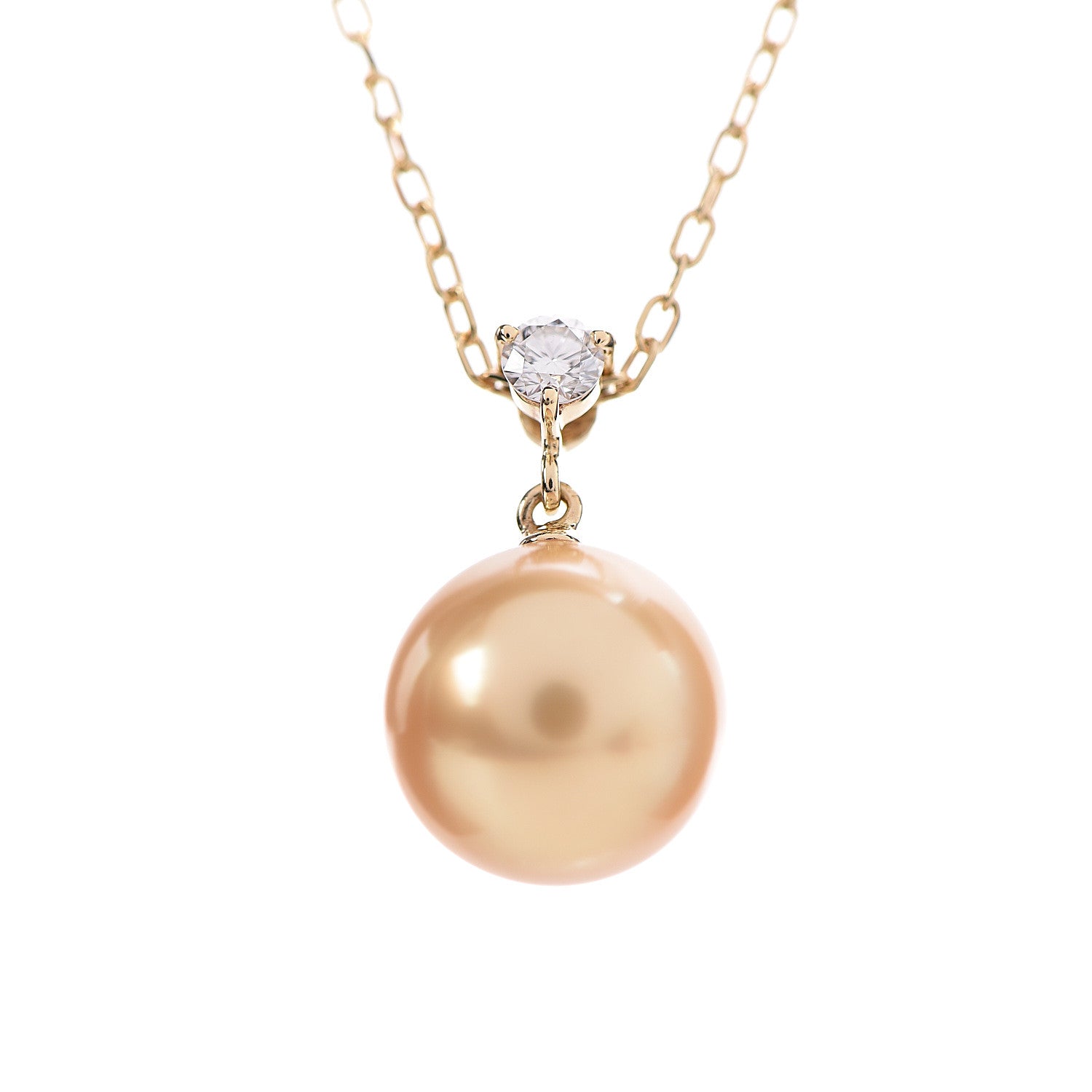Mikimoto 18K Yellow Gold Diamond Golden South Sea Pearl 10mm Drop Pendant Necklace 4 of 6