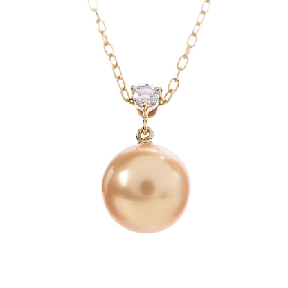 Mikimoto 18K Yellow Gold Diamond Golden South Sea Pearl 10mm Drop Pendant Necklace 4 of 6