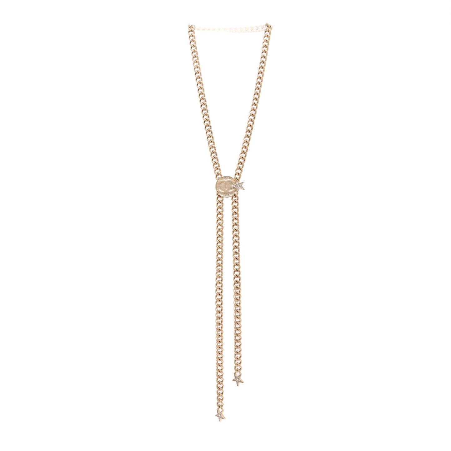 Chain Link Star Crystal CC Necklace Gold