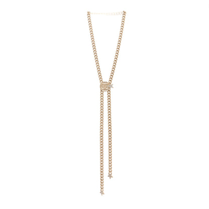 Chanel Chain Link Star Crystal CC Necklace Gold 3 of 4