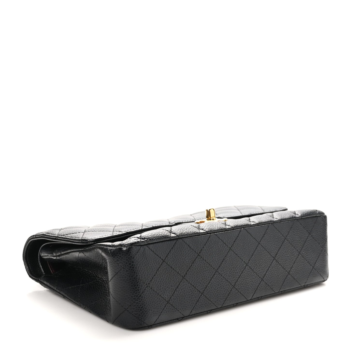 Caviar Quilted Medium Double Flap Black