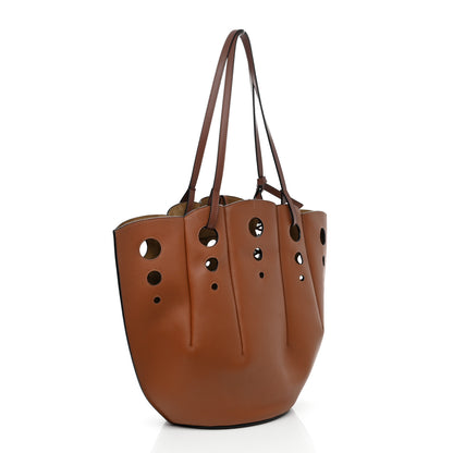 Loewe Calfskin Perforated Small Shell Tote Tan 3 of 10