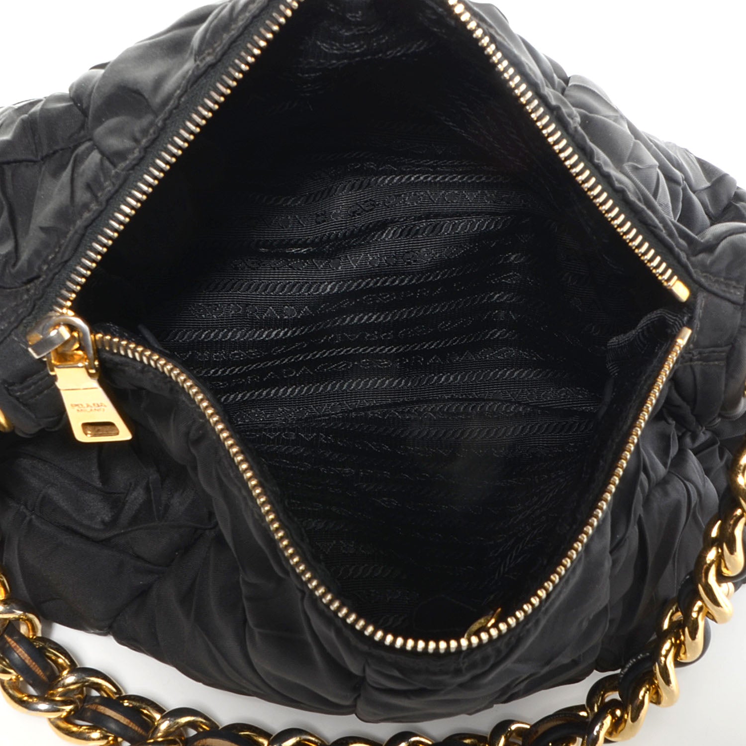 Prada Tessuto Nylon Chevron Quilted Chain Bag Nero Black 8 of 8