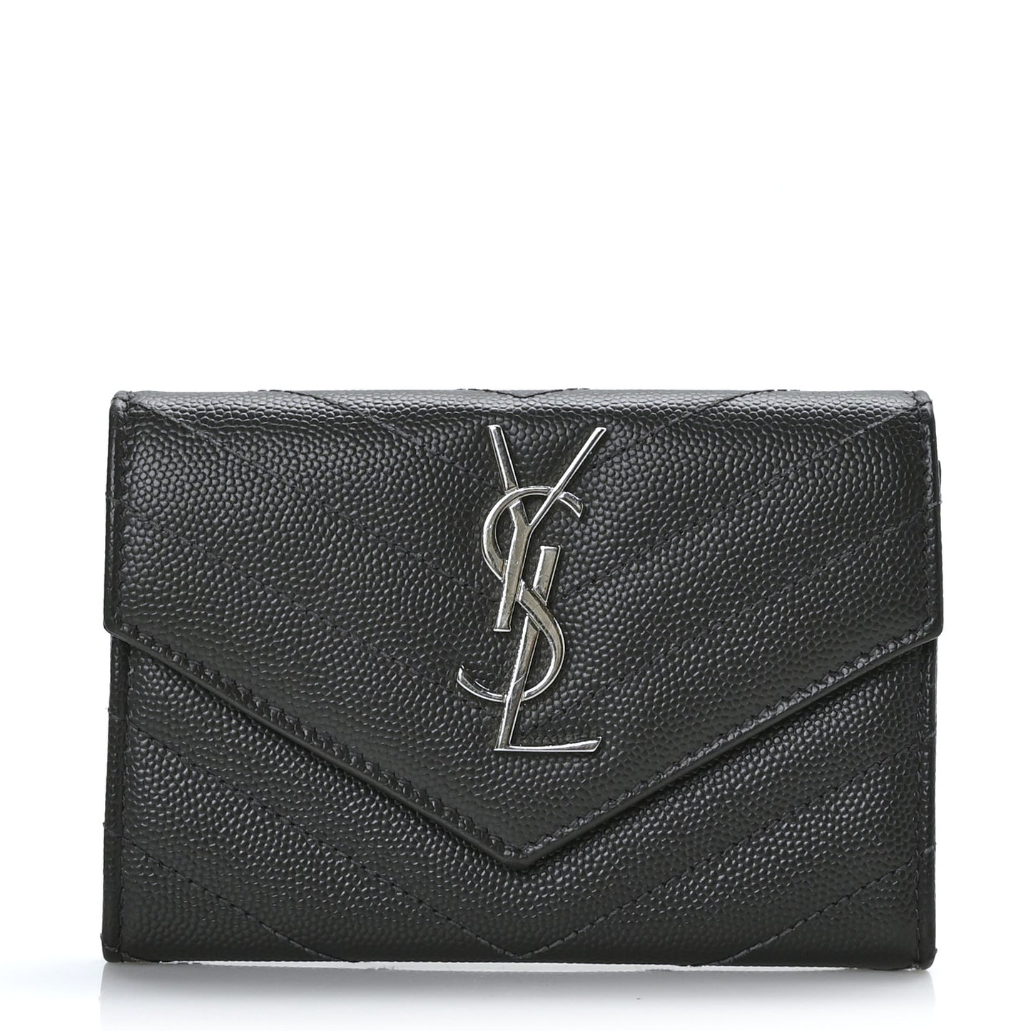 Grain De Poudre Matelasse Chevron Small Monogram Envelope Wallet Earth