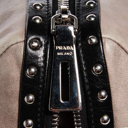 Prada Glace Calf Studded Large Trunk Bag Fumo Black 10 of 11