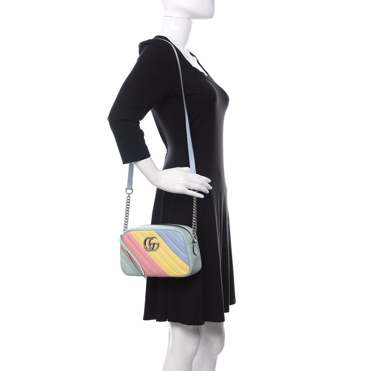 Calfskin Matelasse Diagonal Small GG Marmont Chain Shoulder Bag Multicolor Pastel