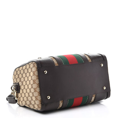 Gucci Monogram Vintage Web Medium Webby Bee Boston Dark Brown 5 of 8