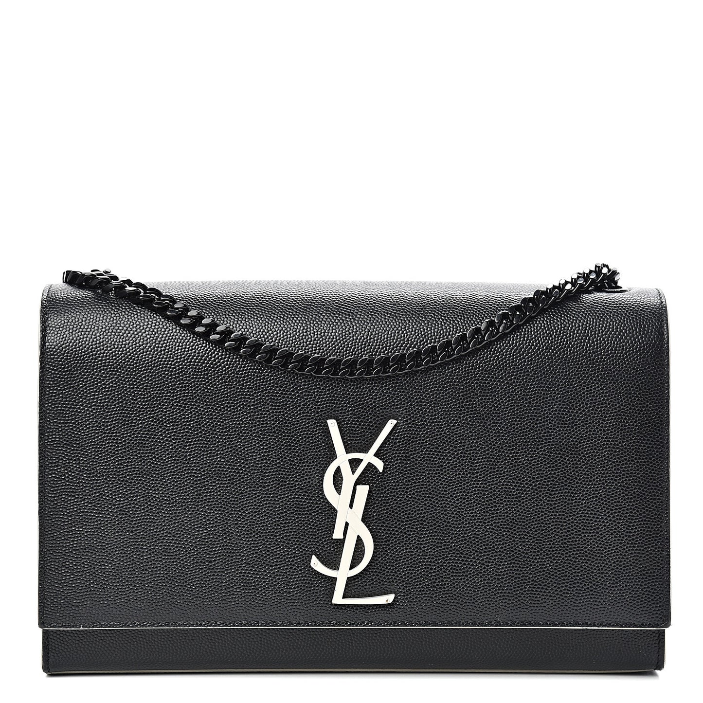 Grain De Poudre Medium Classic Monogram Kate Satchel Black White