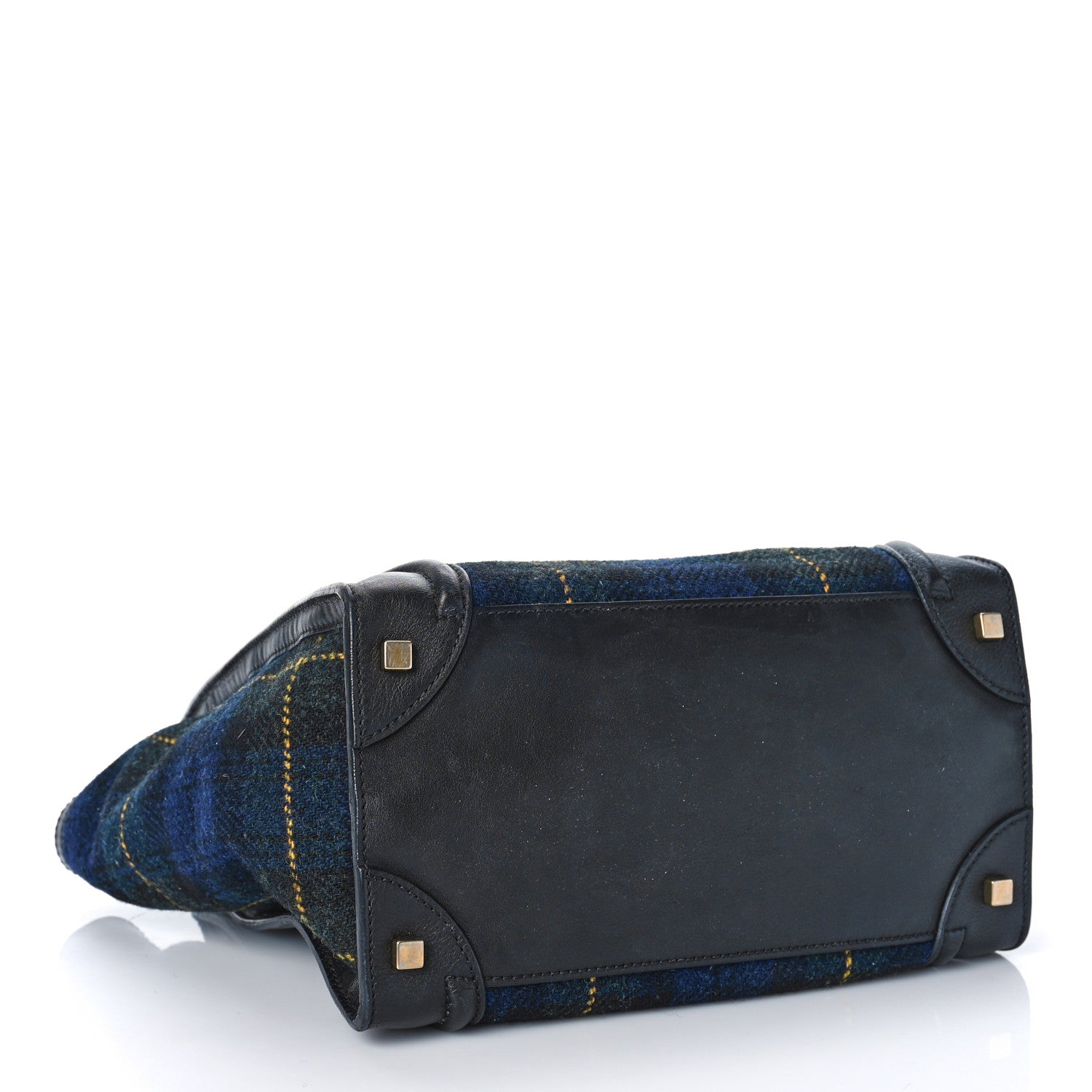 Celine Smooth Calfskin Tweed Tartan Mini Luggage Midnight 3 of 10