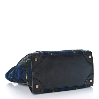 Celine Smooth Calfskin Tweed Tartan Mini Luggage Midnight 3 of 10