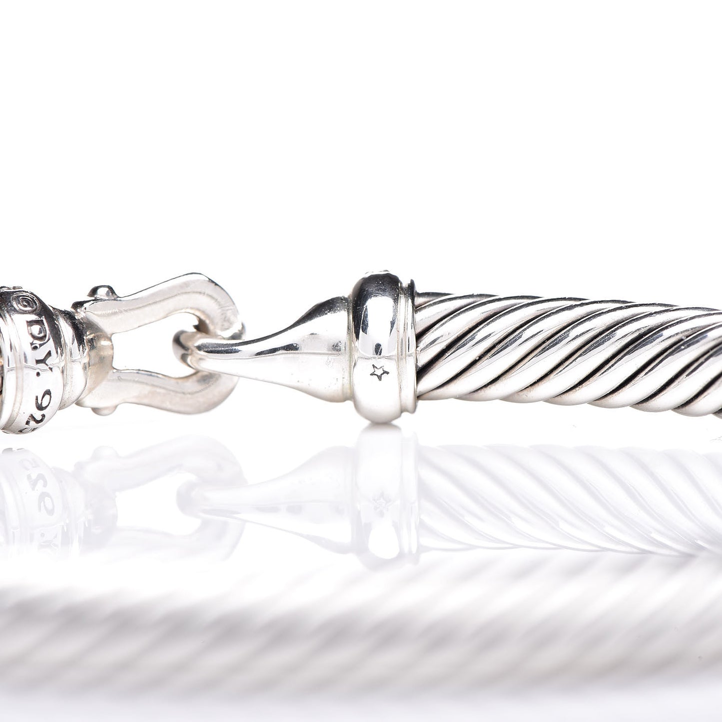 Sterling Silver Diamond 5mm Cable Buckle Bracelet