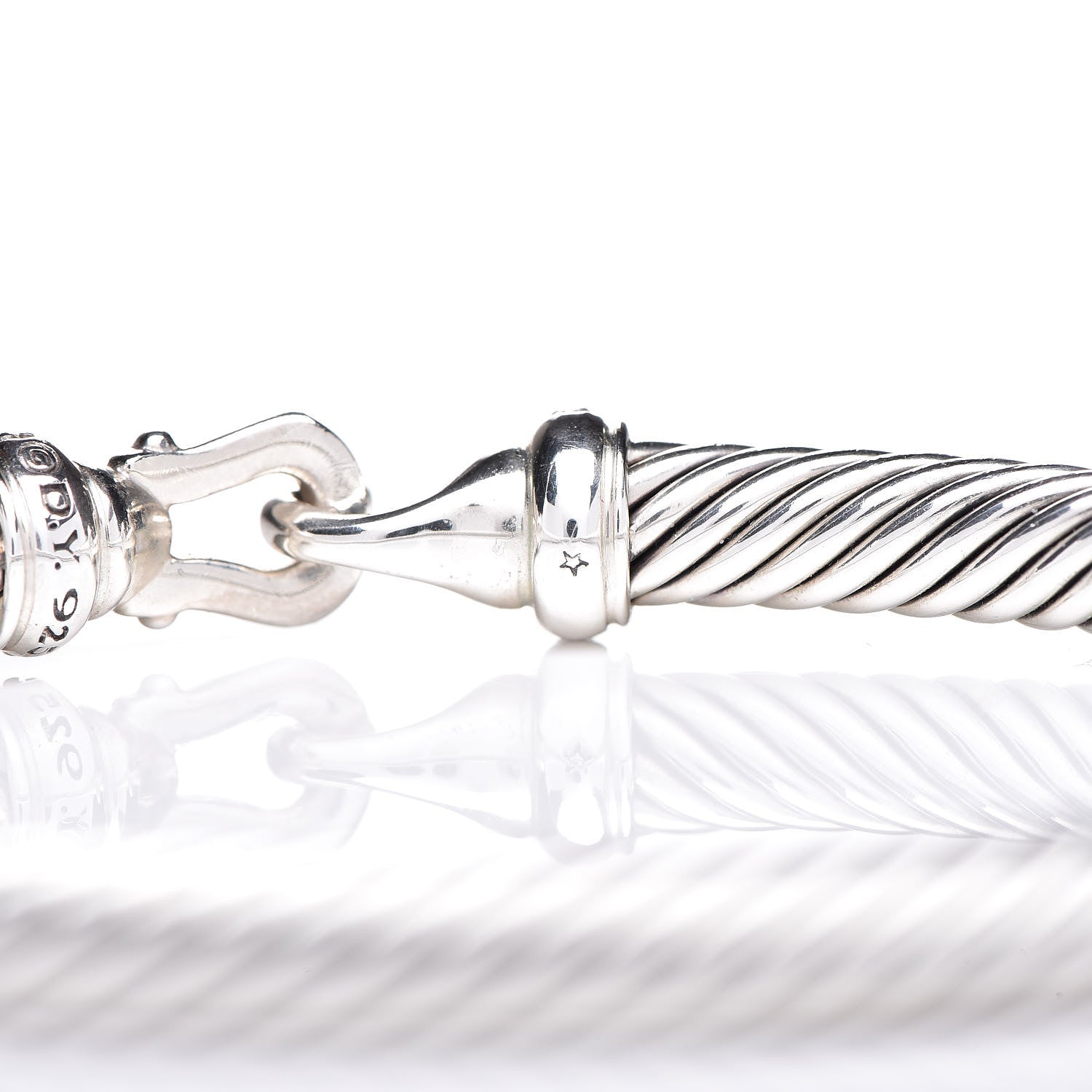 David Yurman Sterling Silver Diamond 5mm Cable Buckle Bracelet 5 of 5