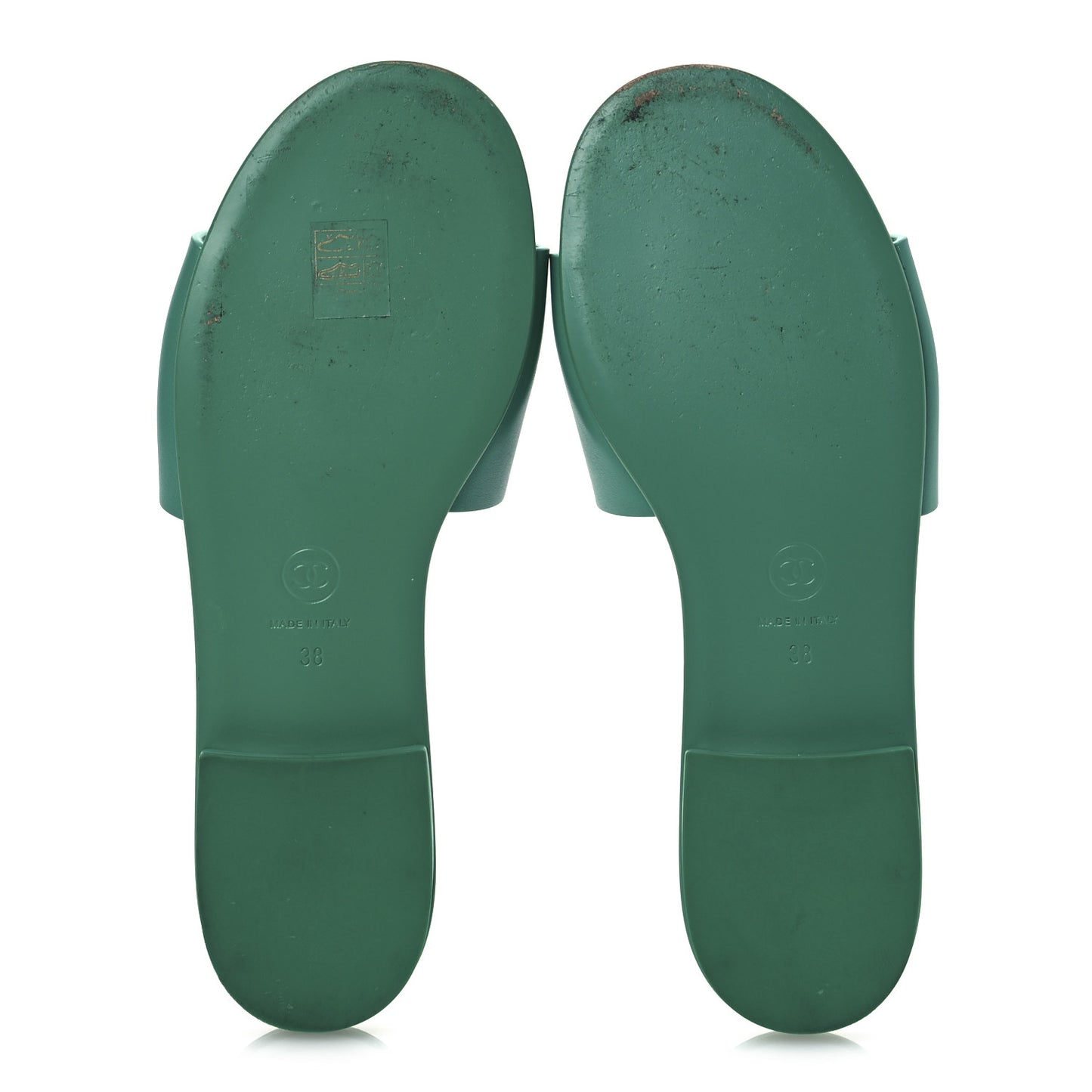 Calfskin Patent Calfskin Logo Mules 38 Green White
