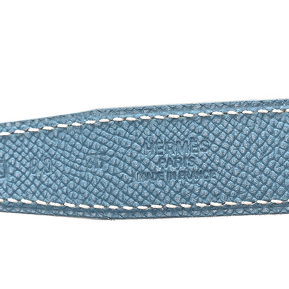 Hermes Swift Epsom Strie 24mm H Belt 85 34 White Blue Jean 3 of 5