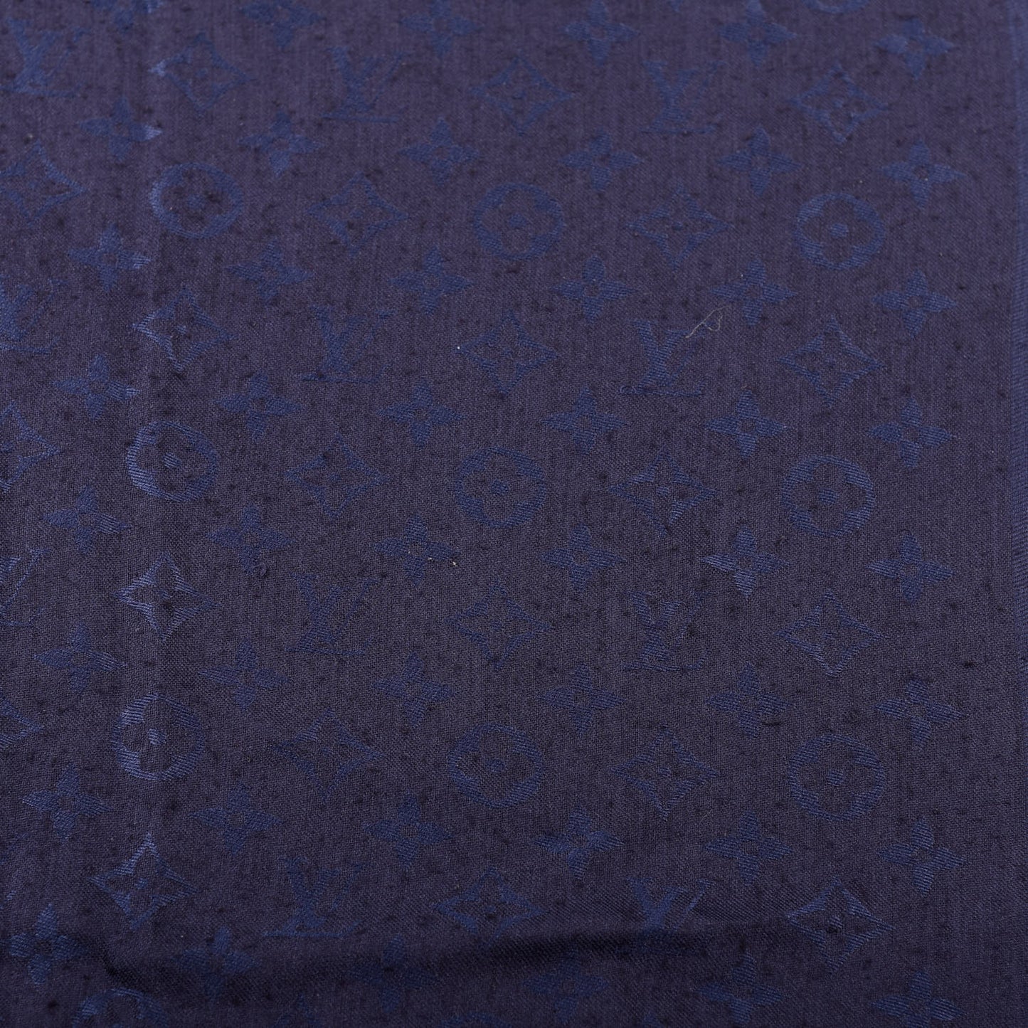 Silk Wool Monogram Shawl Night Blue