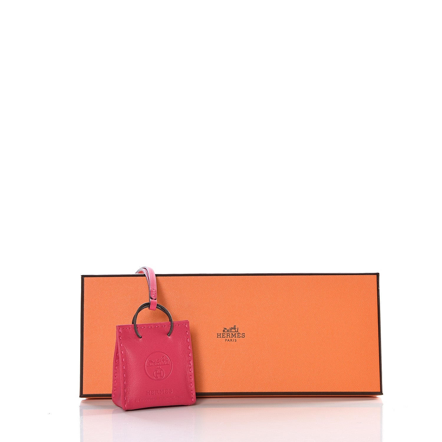 Hermes Milo Lambskin Swift Shopping Bag Charm Rose Mexico 8 of 8