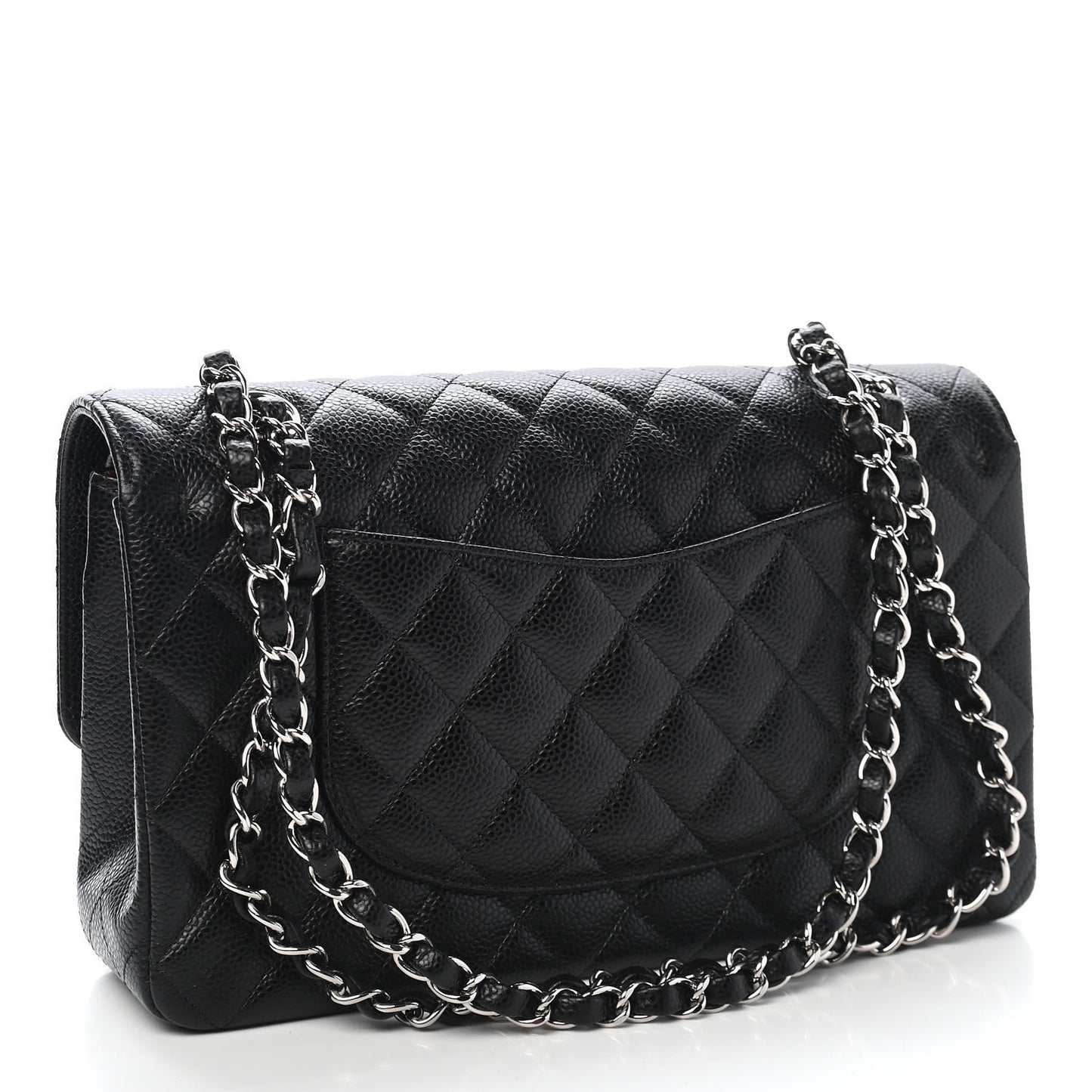 Caviar Quilted Medium Double Flap Black