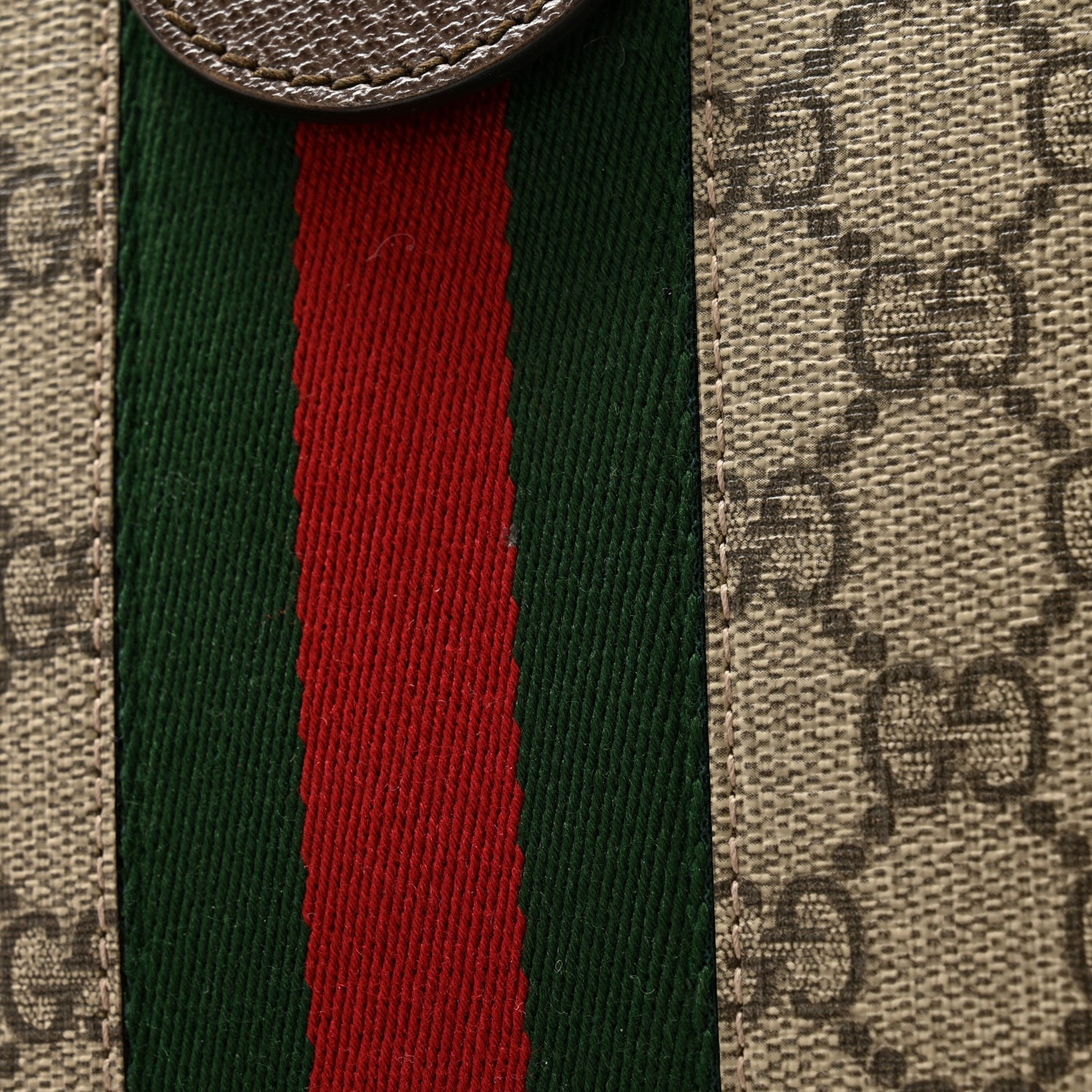 GG Supreme Monogram Textured Dollar Calfskin Web Small Ophidia Dome Shoulder Bag Beige Ebony New Acero