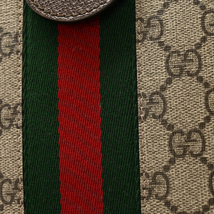 Gucci GG Supreme Monogram Textured Dollar Calfskin Web Small Ophidia Dome Shoulder Bag Beige Ebony New Acero 12 of 12
