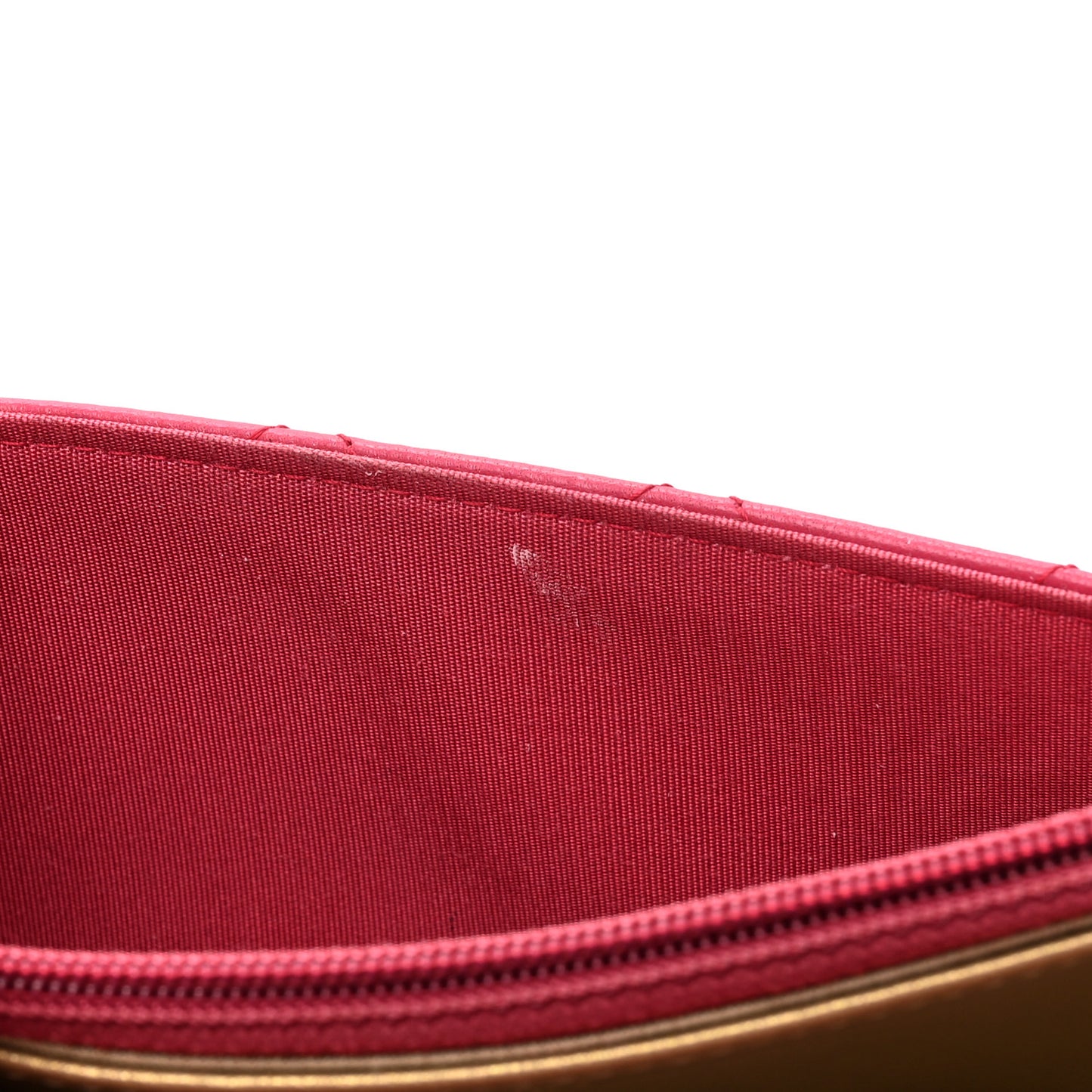 Lambskin Quilted CC Pearl Crush Wallet on Chain WOC Dark Pink