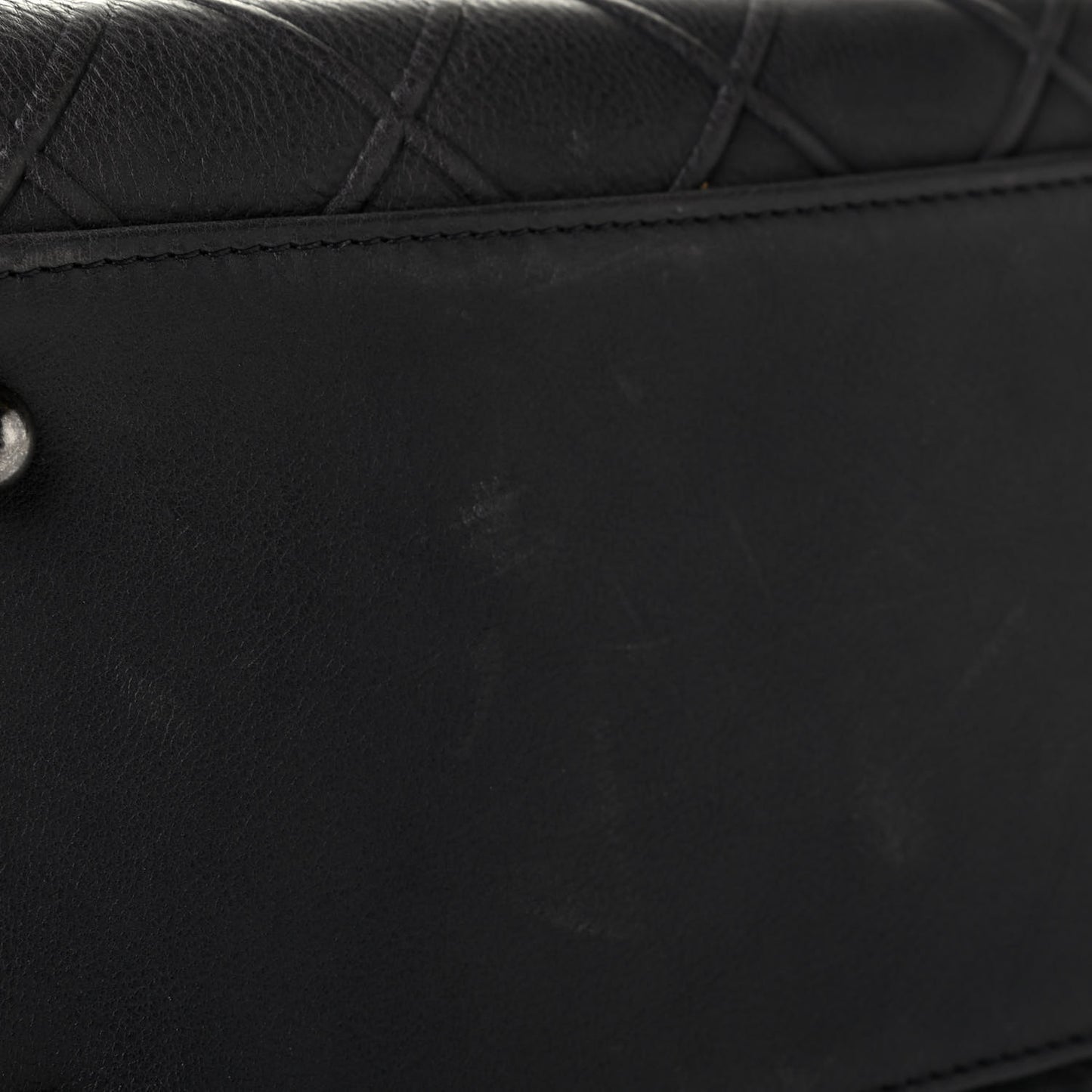 Calfskin Diamond Embossed Large CC Zip Shopping Tote Grey