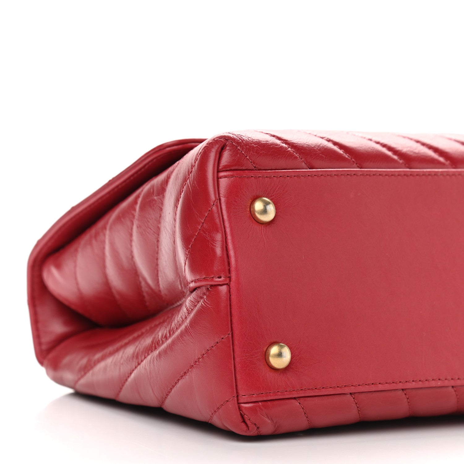 Chanel Calfskin Chevron Quilted Small Coco Handle Flap Red 8 of 13