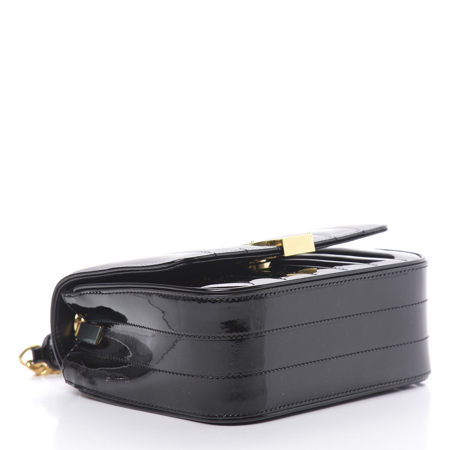 Saint Laurent Patent Calfskin Matelasse Monogram Small Vicky Chain Bag Black 4 of 11