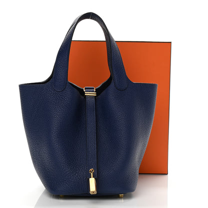 Hermes Taurillon Clemence Picotin Lock 18 PM Bleu Saphir 11 of 11