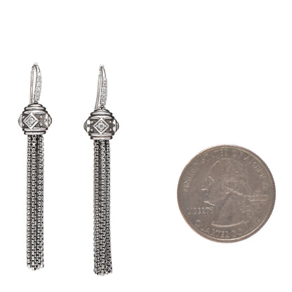 David Yurman Sterling Silver Diamond Renaissance Drop Earrings 2 of 4