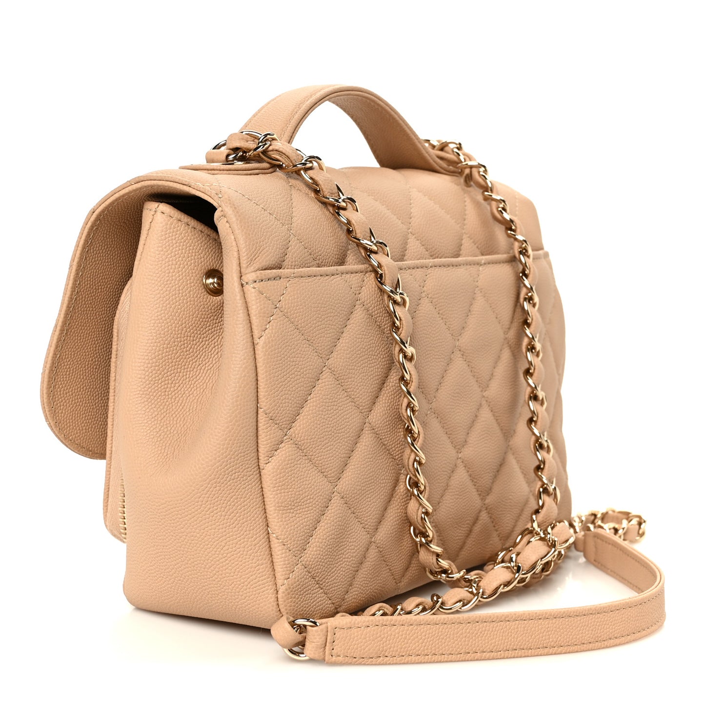 Caviar Quilted Medium Business Affinity Flap Beige