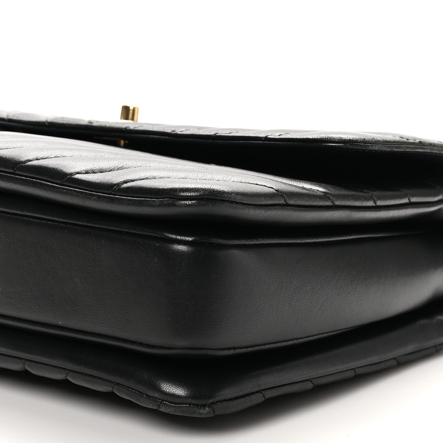 Lambskin Chevron Quilted Medium Trendy CC Dual Handle Flap Bag Black