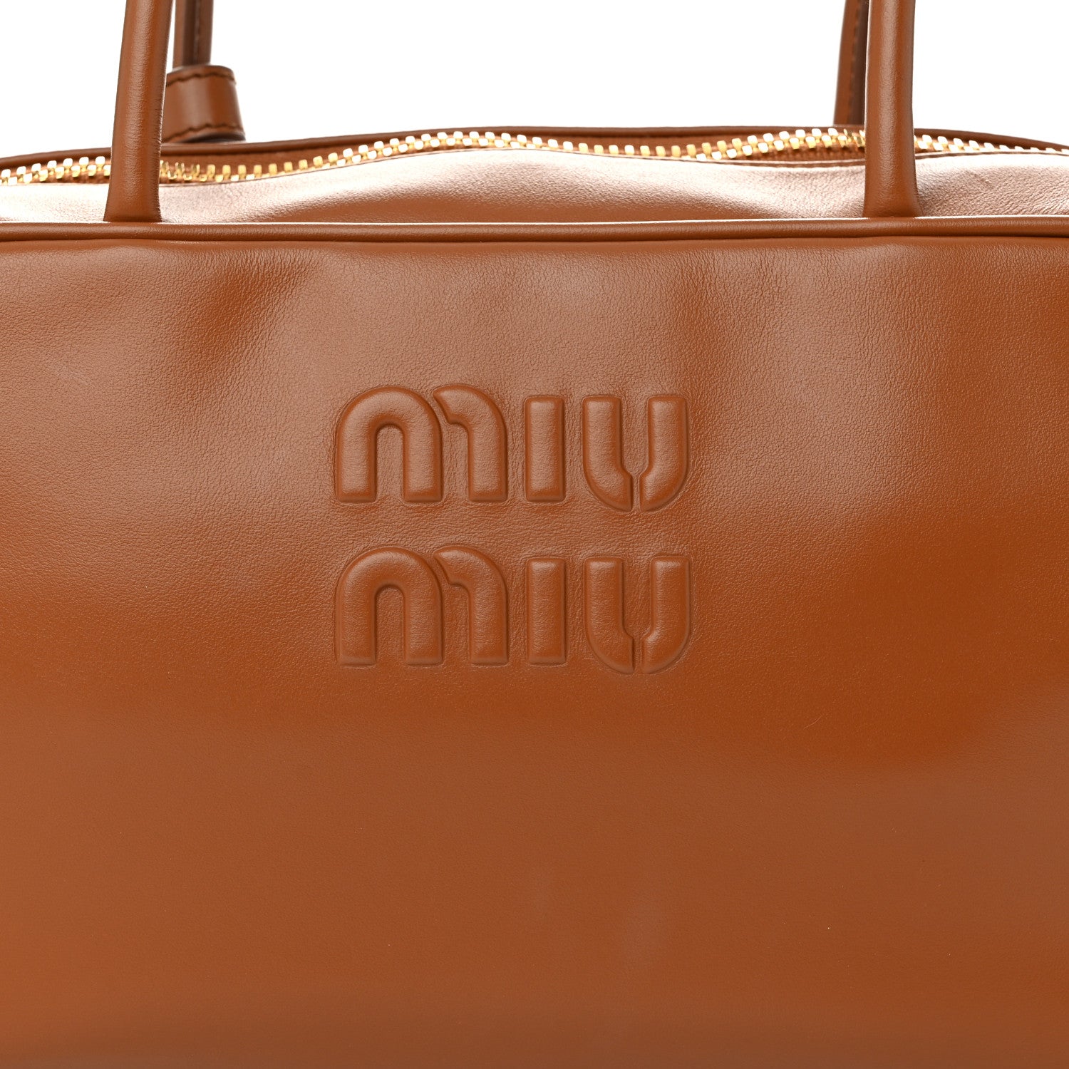 Miu Miu Soft Calf Softy Medium Beau Top Handle Bag Cognac 7 of 10