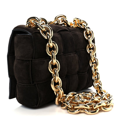Bottega Veneta Suede Maxi Intrecciato Padded Chain Cassette Crossbody Bag Fondant 3 of 12