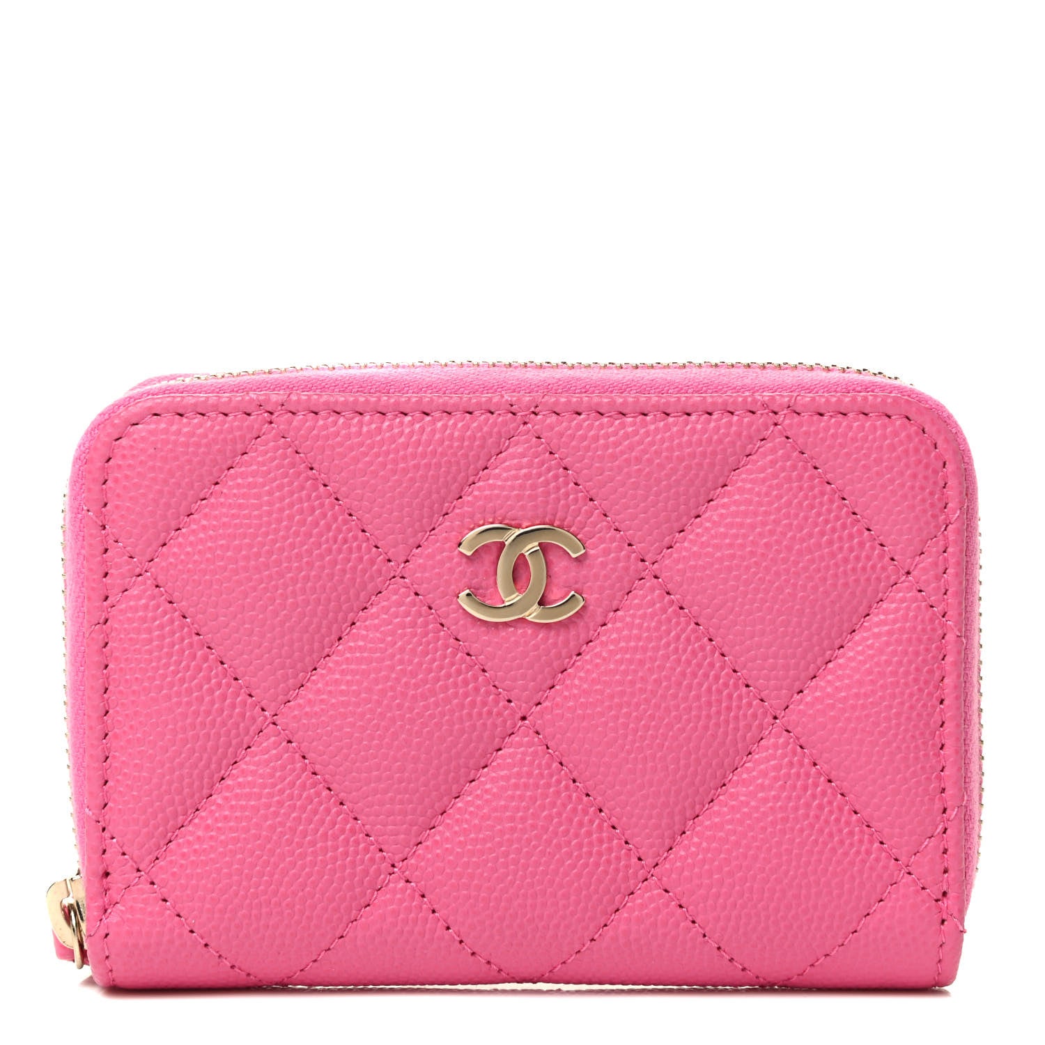 Chanel Caviar Quilted Zip Coin Purse Pink 1 of 6