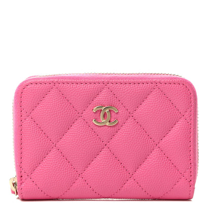Chanel Caviar Quilted Zip Coin Purse Pink 1 of 6