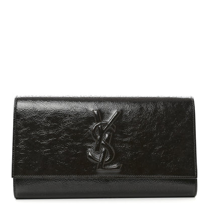 Saint Laurent Textured Patent Calfskin Large Belle De Jour Clutch Dark Brown 1 of 7