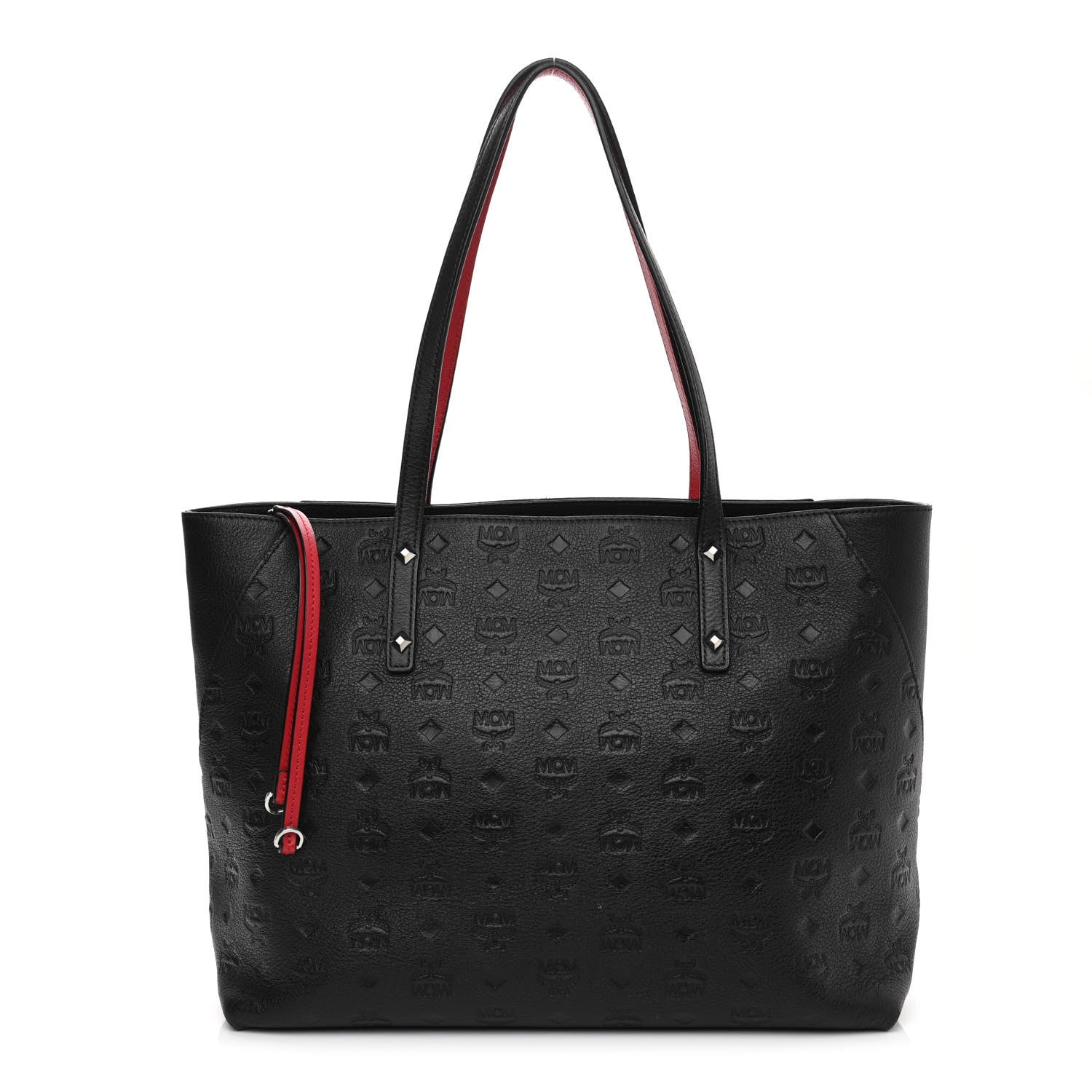 MCM Calfskin Ottomar Monogram Medium Klara Shopper Tote Black 1 of 12